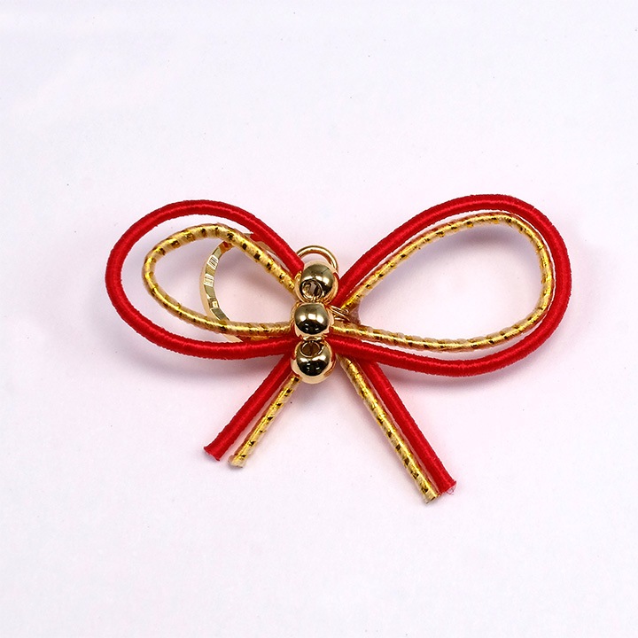【お買い得品】蝶結び水引×メタルフープ ゴールドカン付 レッド 1ヶ