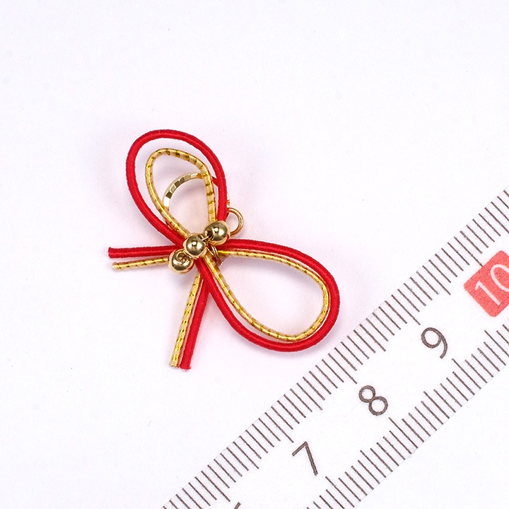 【お買い得品】蝶結び水引×メタルフープ ゴールドカン付 レッド 1ヶ