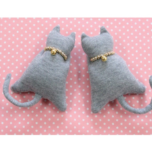 クラフト　ソーイング・布手芸　クリップキット　にゃんこクリップ ん(グレー)