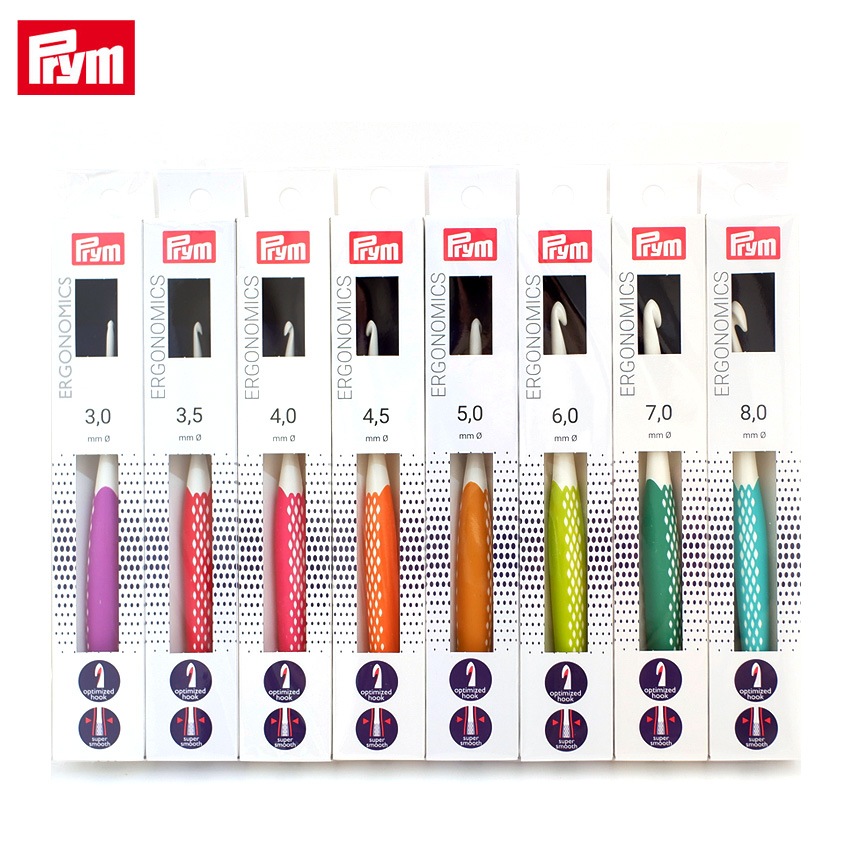 Prym エルゴノミクスかぎ針8本セット(3.0mm(5/0号)/3.5mm(6/0号)/4.0mm(7/0号)/4.5mm(7.5/0号)/5.0mm(8/0号)/6.0mm(10/0号)/7.0mm/8.0mm)