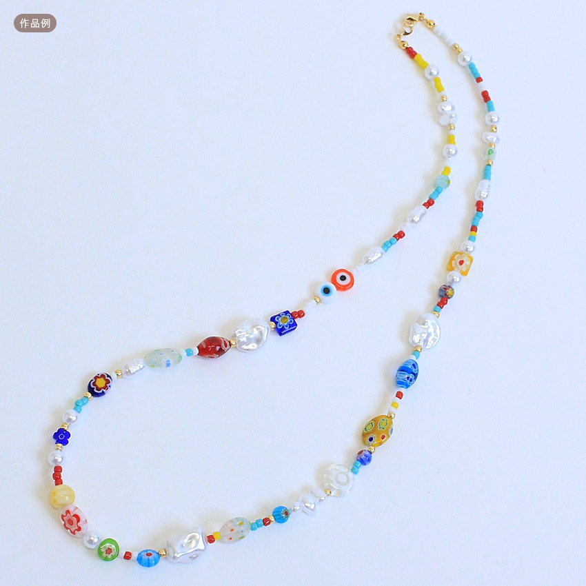 ミルフィオリガラス9 オーバル平 ミックス 約10×14mm 4ヶ入り