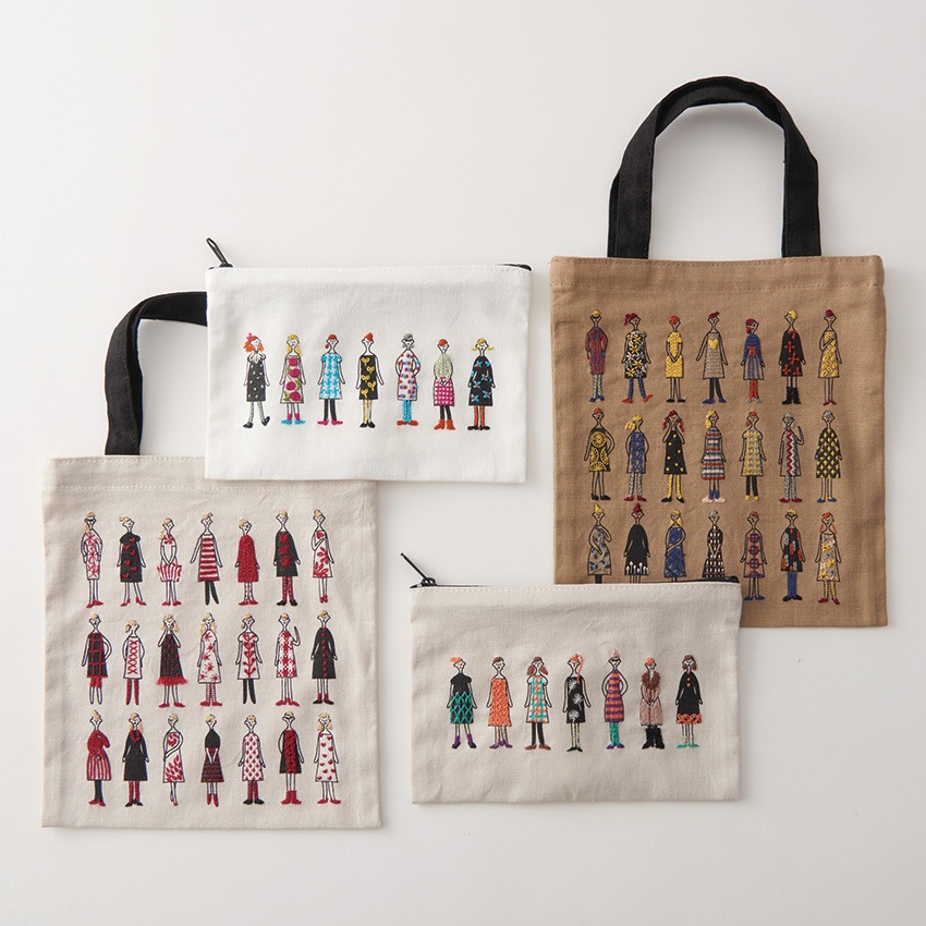 100ネエサン 刺繍縫製済みミニトート 542204 モカベージュ 21×19cm
