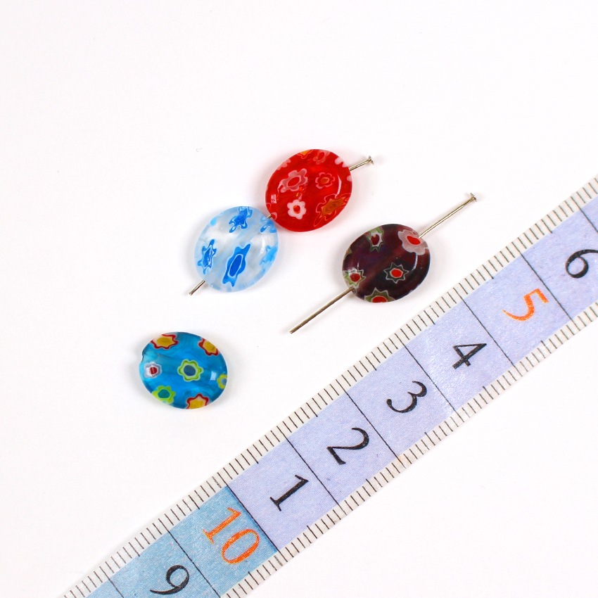 ミルフィオリガラス10 オーバル平 ミックス 約10×12mm 4ヶ入り