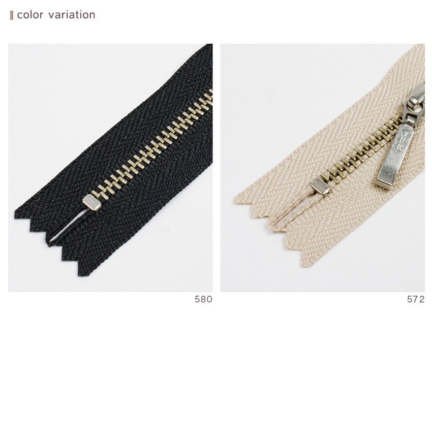 YKK ファスナー 20cm メタルファスナー ニッケル 3NC-20 スライダー 