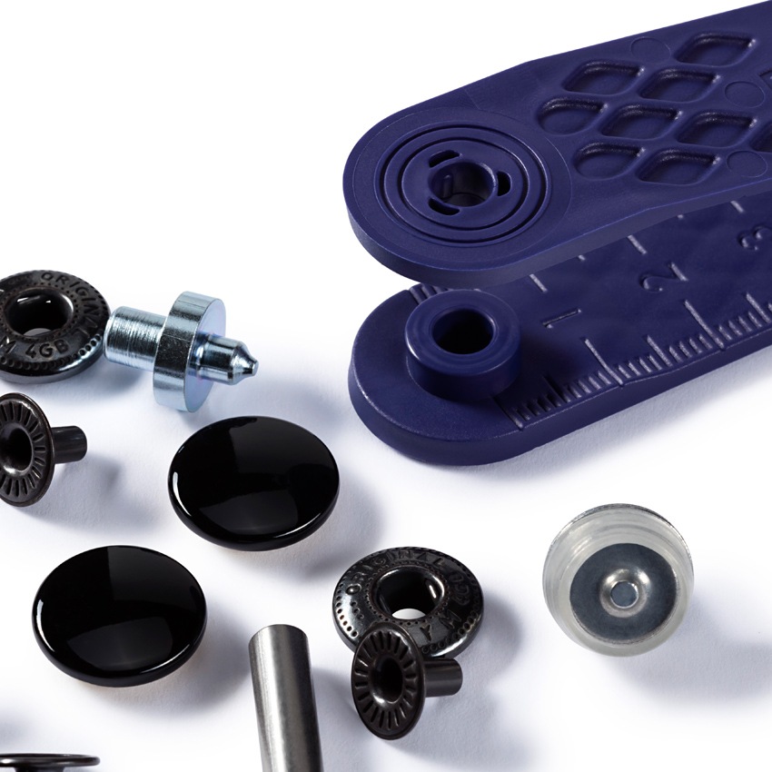 Prym プリム 脱着しやすい アノラックスナップ 15mm BK ブラック つやあり 10組 取付けコマ付き 390307 