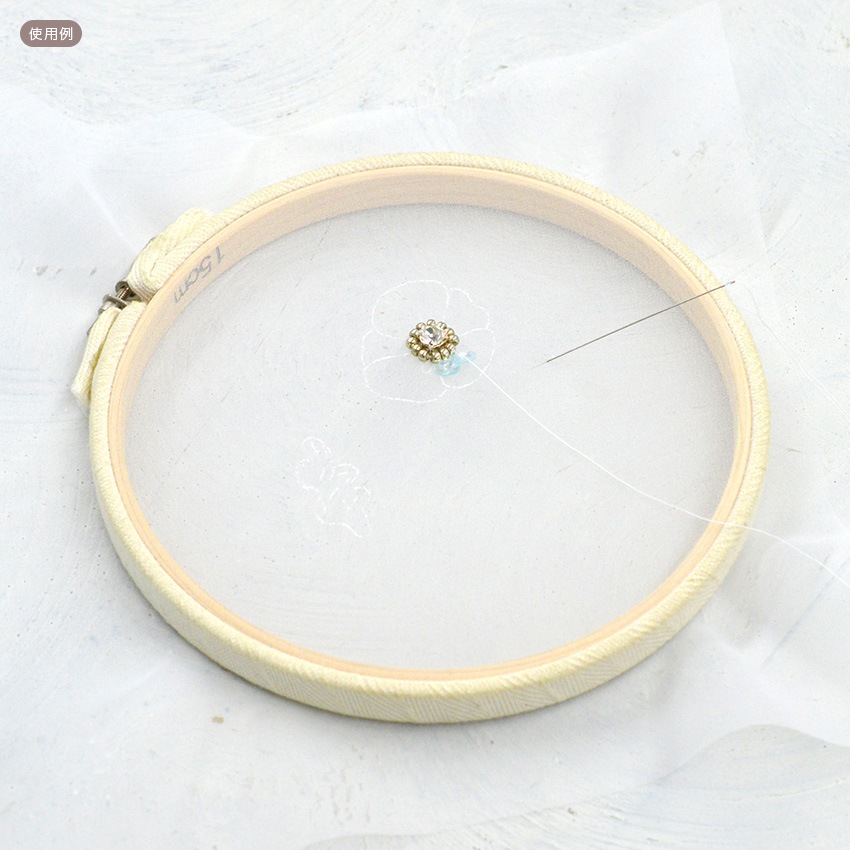 オートクチュールビーズ刺繍 オーガンジー 白 23×23cm 2枚入 HC201 