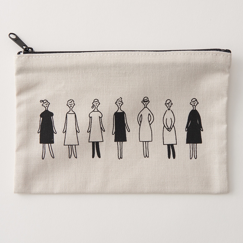100ネエサン 刺繍縫製済み ジップポーチ 542206 ペールグレー 12.5