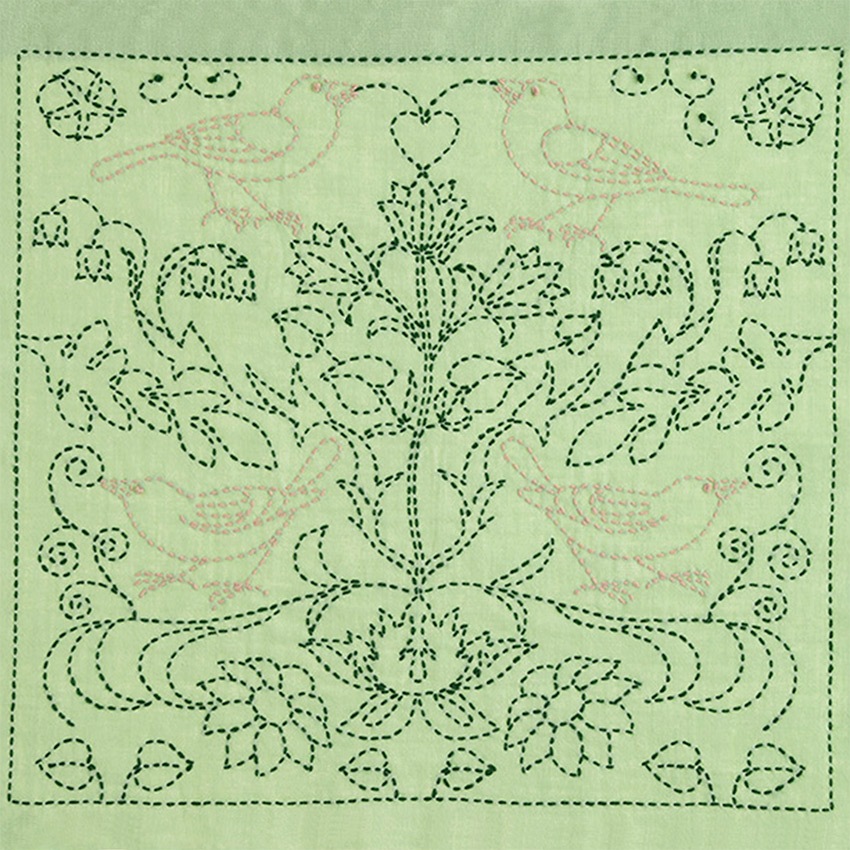 刺し子キット 花ふきん SASHIKO WORLD England 庭園の小鳥たち KSW-028