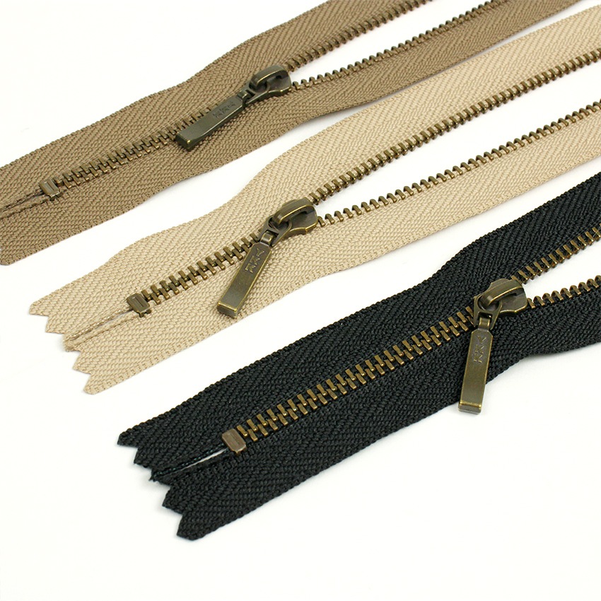 YKK ファスナー 20cm メタルファスナー アンティークゴールド 3GKB-20 スライダー 