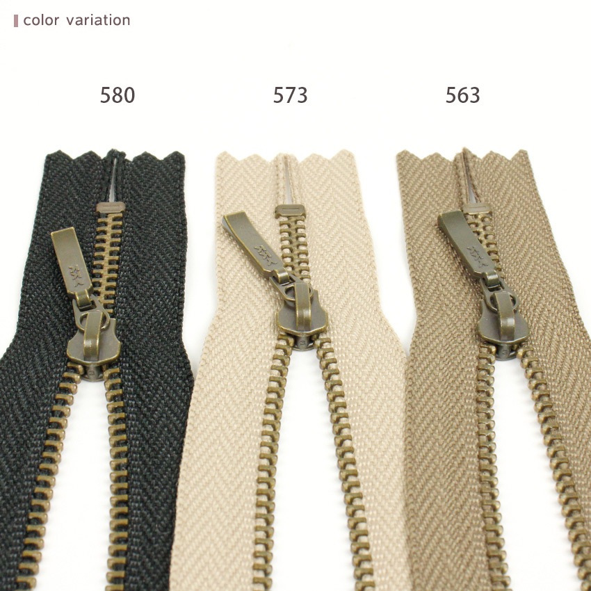 YKK ファスナー 20cm メタルファスナー アンティークゴールド 3GKB-20 スライダー 