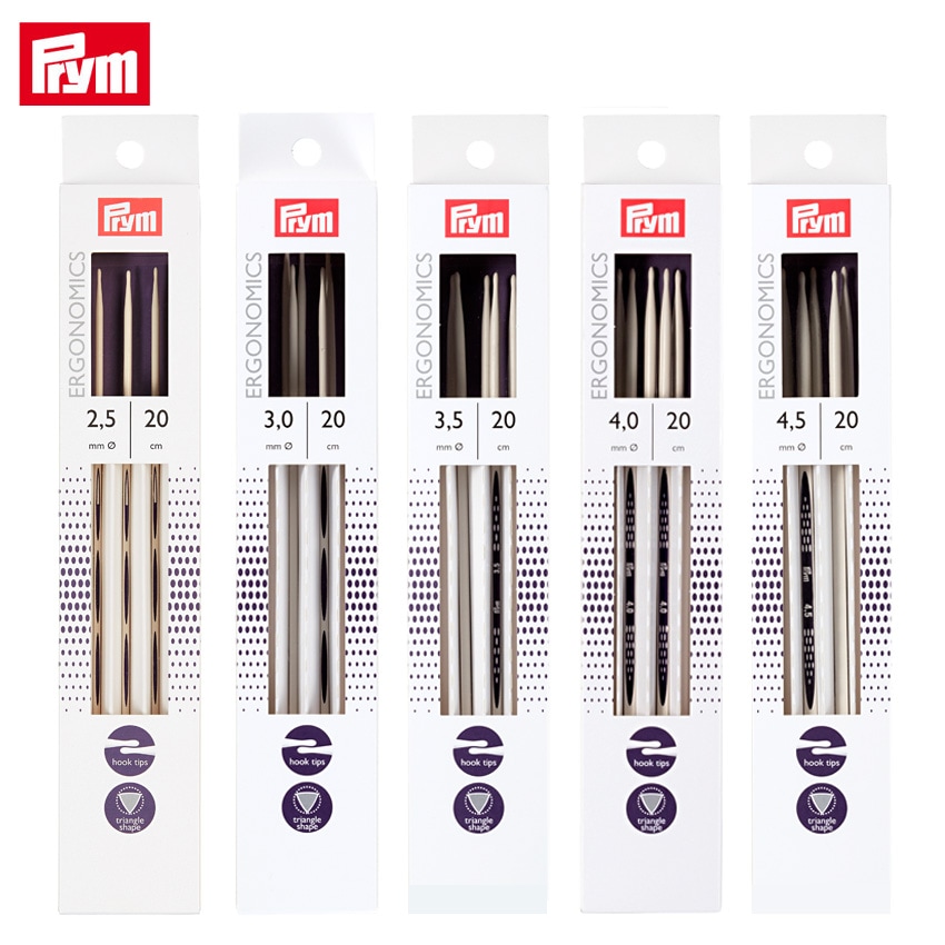 Prym プリム エルゴノミクス ダブルポイント棒針5本針 20cm 2.5mm(約1号)・3.0mm(約3号)・3.5mm(約5号)・4.0mm(約6号)・4.5mｍ(約8号)
