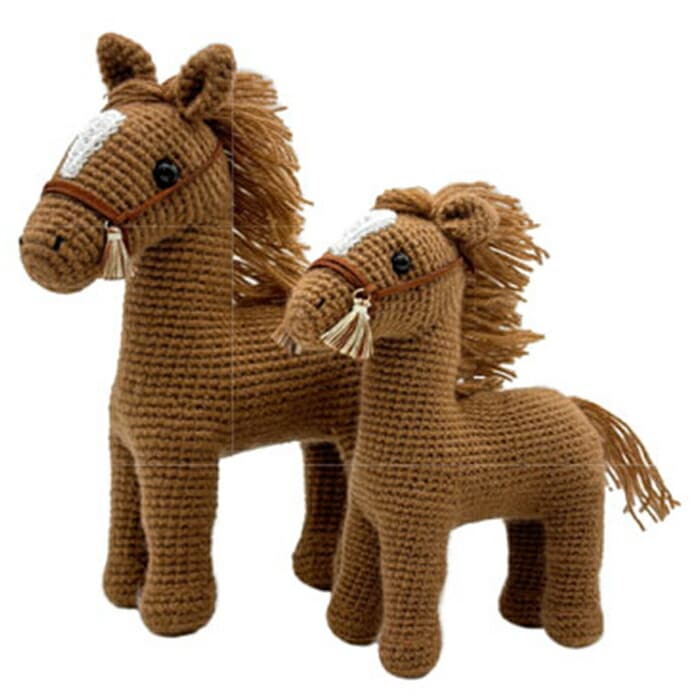 alize AngoraGold(アンゴラゴールド)で編む あみぐるみ親子馬