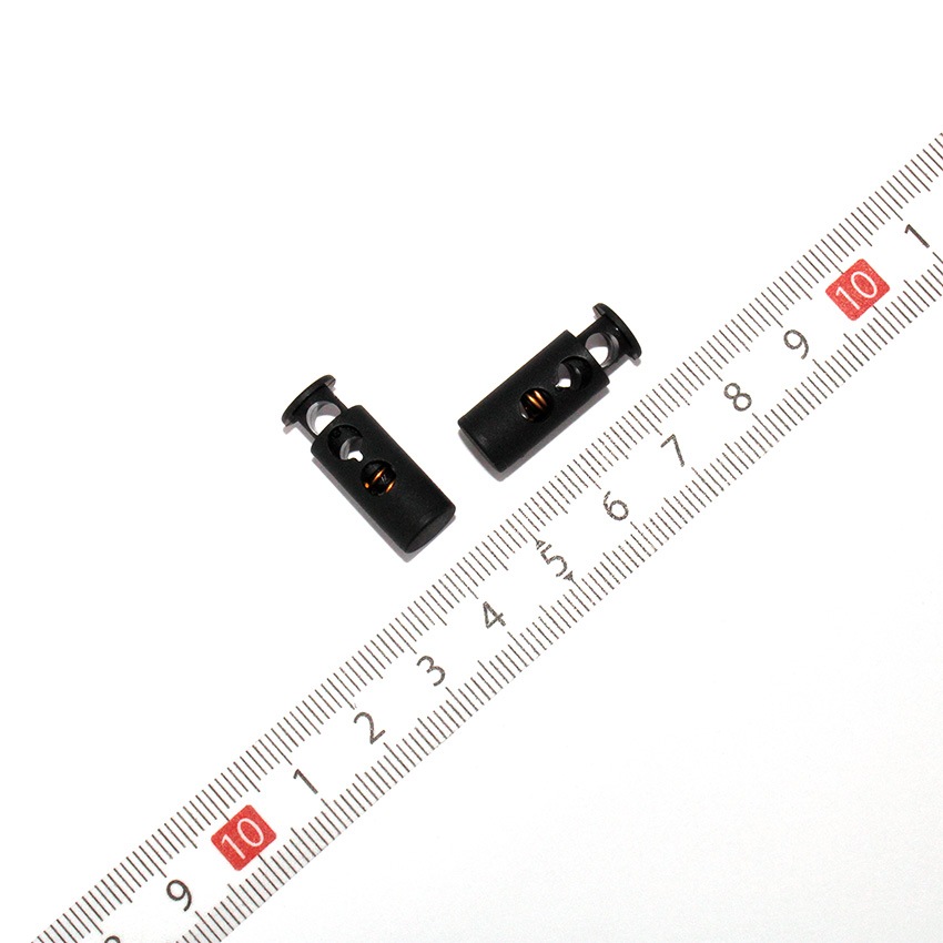 紐ホルダー 2つ穴 円筒ミニ 黒 2ヶ No239 | ループエンド・コード