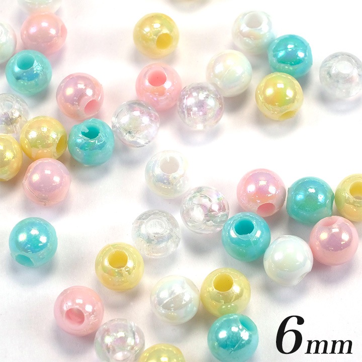 オーロラ ラウンドビーズ 6mm 穴大