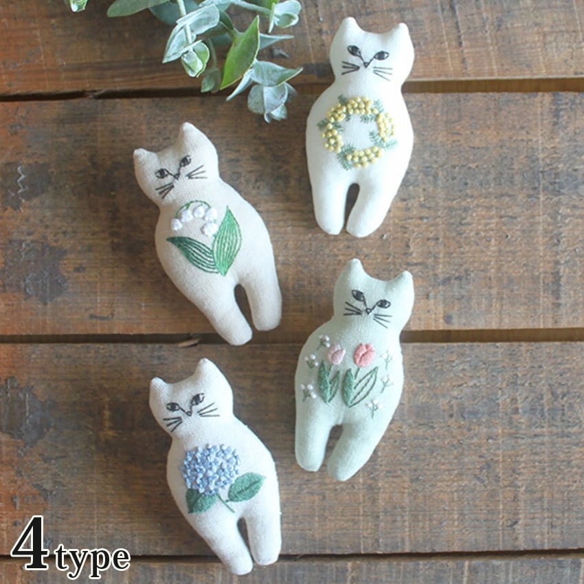 piece nekogao 刺繍ブローチキット 図案印刷済 | フランス刺しゅう