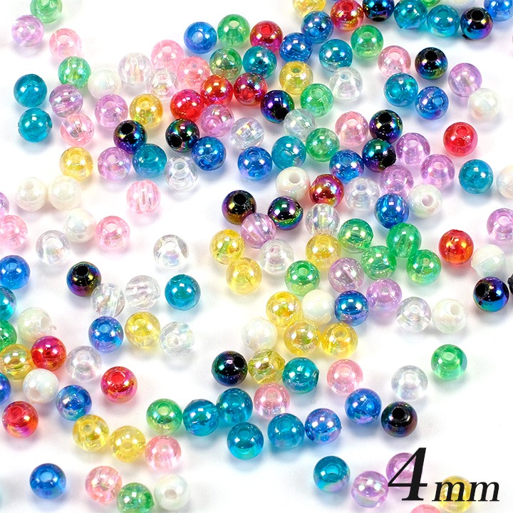 オーロラ ラウンドビーズ 4mm 約200ヶ