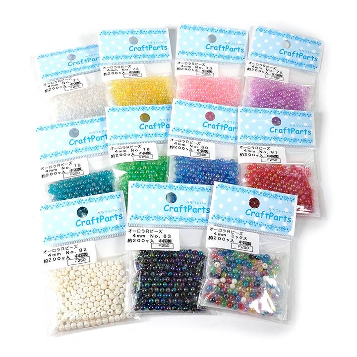 オーロラ ラウンドビーズ 4mm 約200ヶ