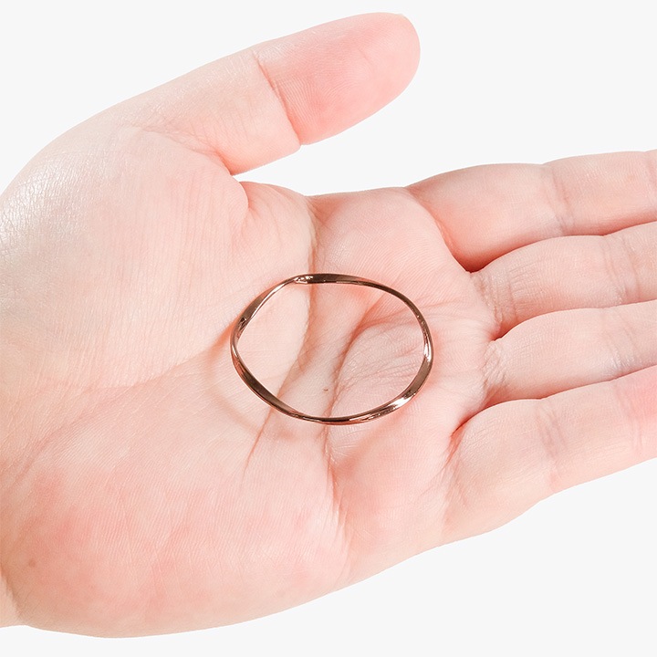 【お買い得品】チョコカラー メタル丸 フープ波線 約34mm ブラウン 1ヶ