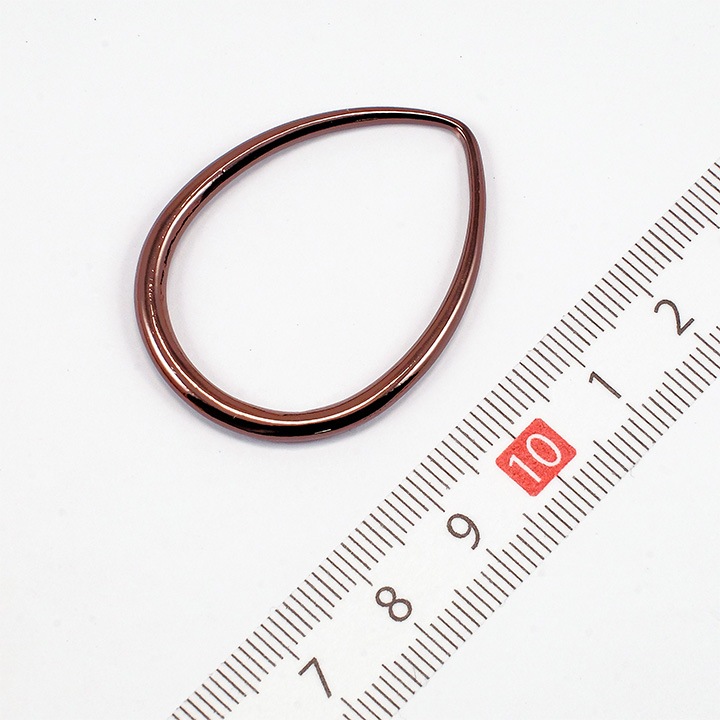 【お買い得品】チョコカラー メタル雫 フープ 約40×30mm ブラウン 1ヶ