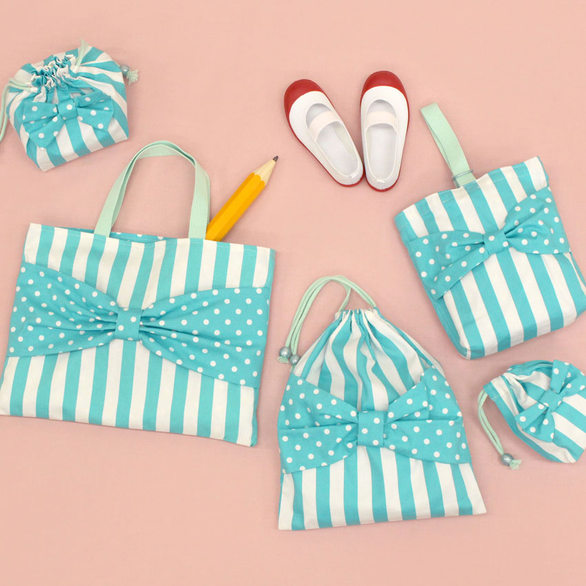 作り図 リボンレッスンバッグ&シューズケース