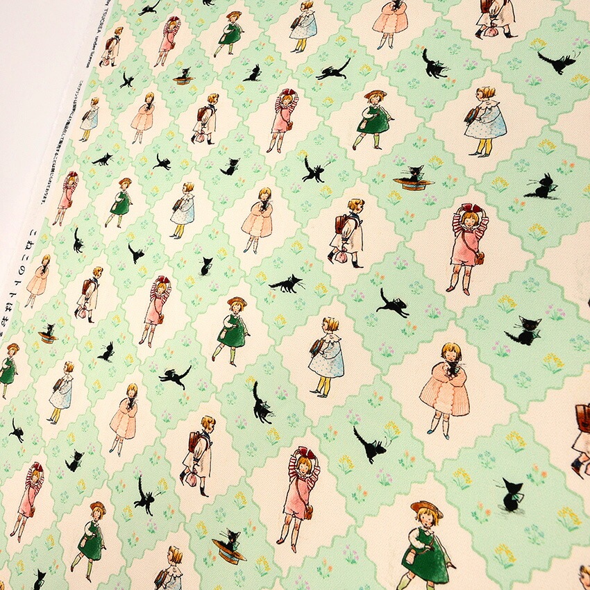 KurahashiRei くらはしれい こねこのトトはおるすばん ダイヤ オックス 50cm カットクロス