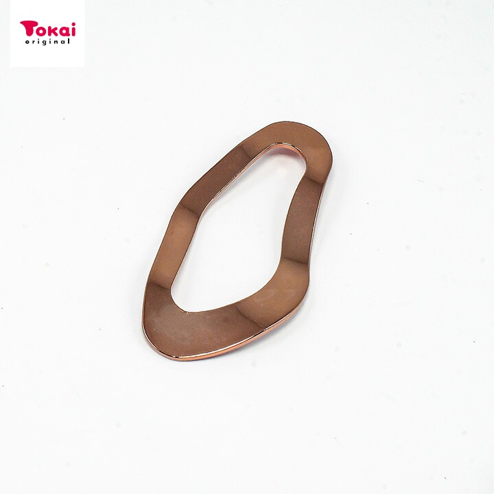 【お買い得品】チョコカラー メタル変形 フープ波線 約40×20mm ブラウン 1ヶ