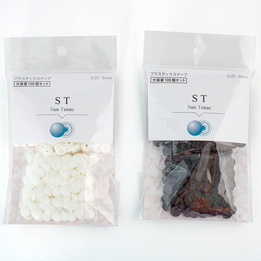 CHERRY LABEL プラスチックスナップ 9mm 100組入 ST 白/黒