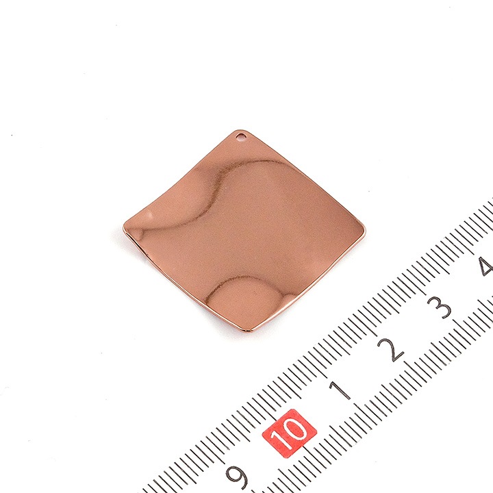 【お買い得品】チョコカラー メタル四角 プレート 1穴 約35mm ブラウン 1ヶ