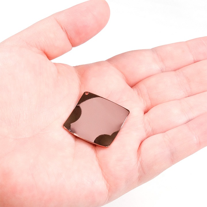 【お買い得品】チョコカラー メタル四角 プレート 1穴 約35mm ブラウン 1ヶ