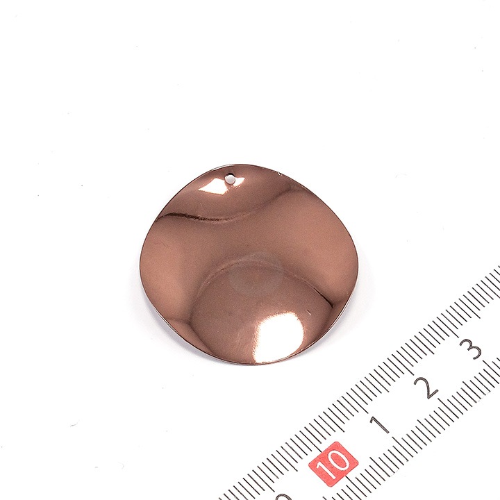 【お買い得品】チョコカラー メタル丸 プレート 1穴 約35mm ブラウン 1ヶ
