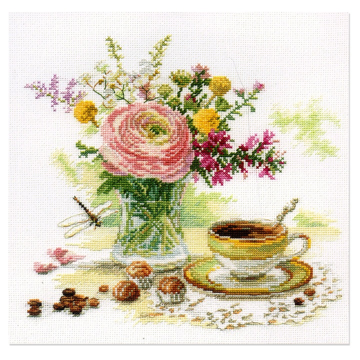 輸入刺しゅうキット ALISA(アリサ) Flowers and birds Morning coffe