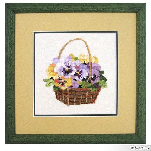 輸入刺しゅうキット O.O.E. Pansy basket クロスステッチキット