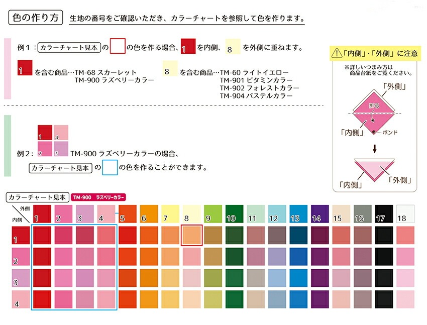 カット済みキュプラ生地 アソートセット 3.5×3.5cm角 4色×各10枚入り