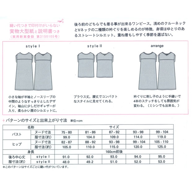 型紙 mパターン研究所 フロントバックドレス M176