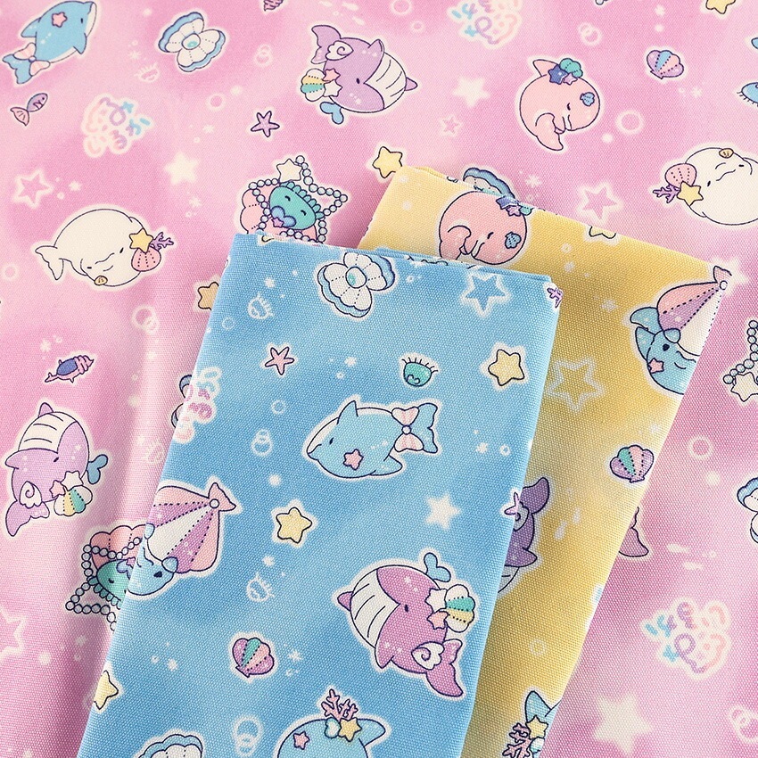 みいるか マリン×星柄 オックス 50cm カットクロス | オックス | 手芸