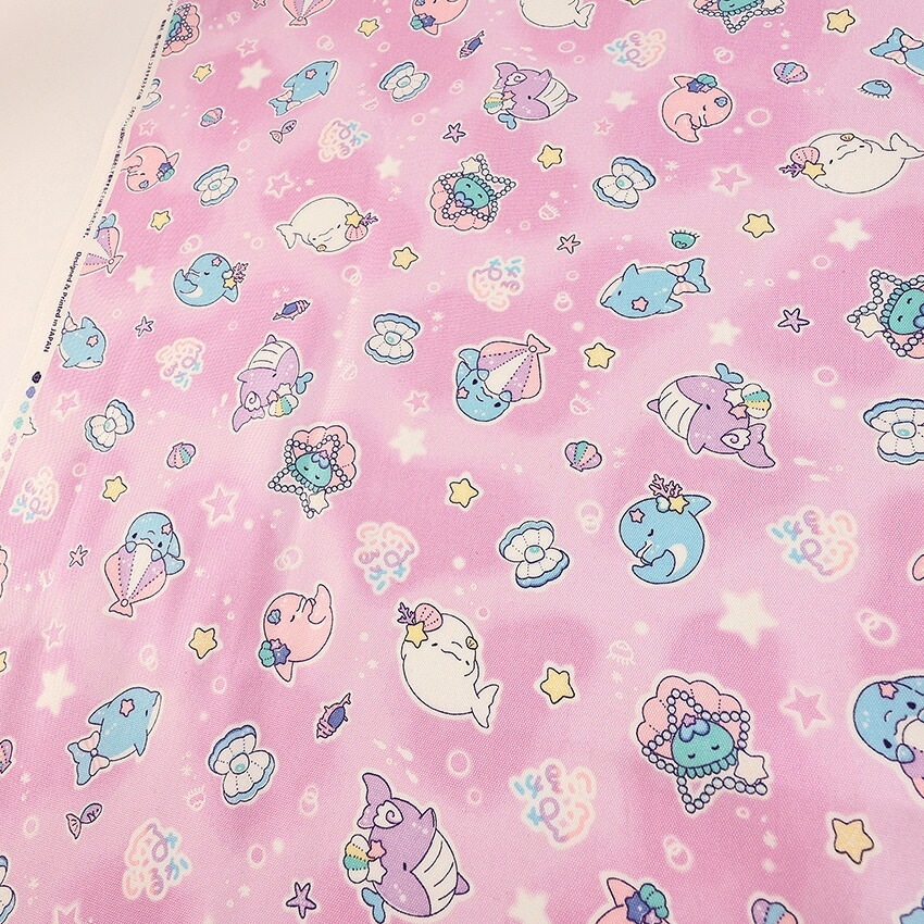 みいるか マリン×星柄 オックス 50cm カットクロス | オックス | 手芸
