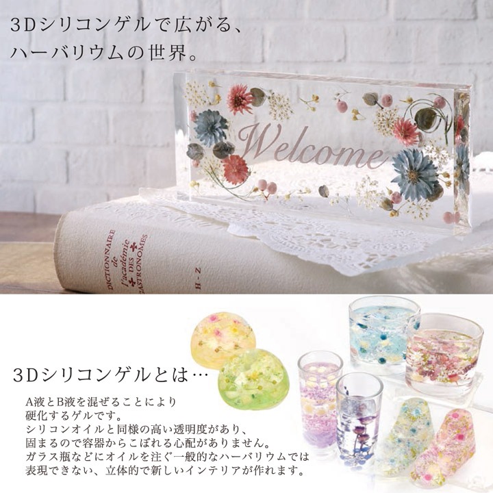 固まるハーバリウム ハードニング 3D シリコンゲル 300ml (A液・B液 各150ml) エルベール