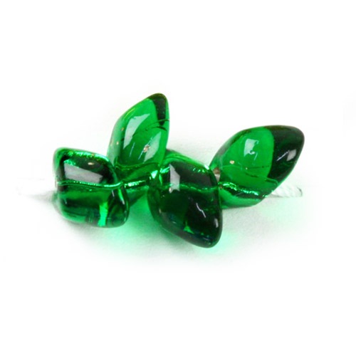 ビーズ　まが玉・ドロップ　ロングマガタマ LMA16 グリーン銀引