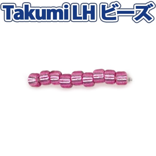 ビーズ　グラスビーズ　TakumiLHビーズ 丸小 2218 銀メッキ着色/ピンク