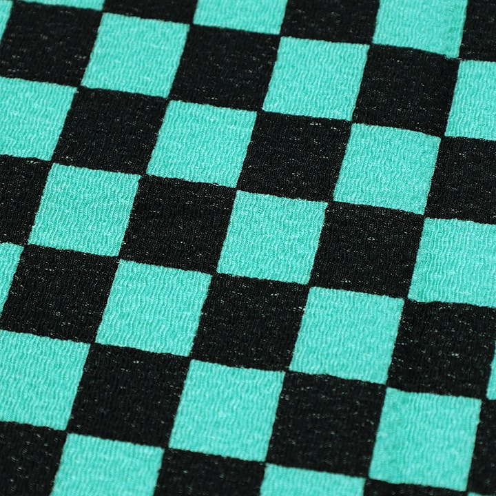 【お買い得品】カットクロス 市松模様 ちりめん友仙 幅70×48cm 緑×黒