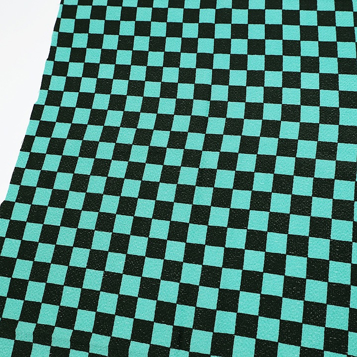 【お買い得品】カットクロス 市松模様 ちりめん友仙 幅70×48cm 緑×黒