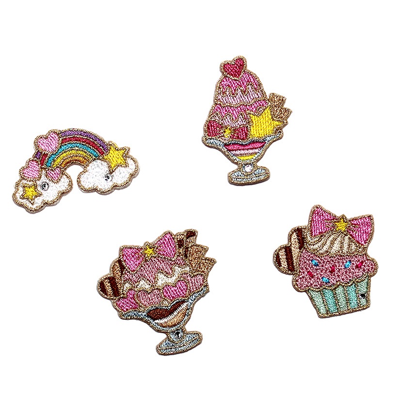 【お買い得品】トゥインクルスターワッペン レインボー パフェ カップケーキ