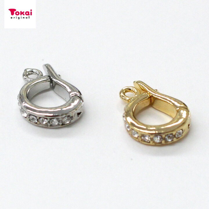 CraftCafe クリッカー石付 約12×9×3mm 1ヶ ゴールド・シルバー