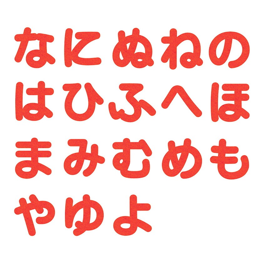 ラブリーネーム【赤】 お名前ワッペン【な～よ】 アイロン接着 ひらがな 数字