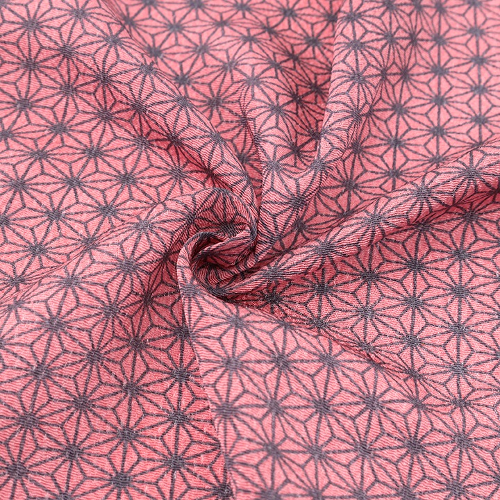 【お買い得品】カットクロス 麻の葉模様 ちりめん友仙 幅70×48cm ピンク