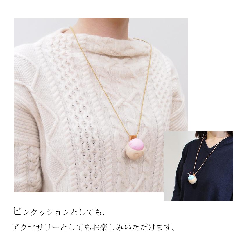 Cohana とんぼ玉の待針とヒノキのピンクッションネックレスセット