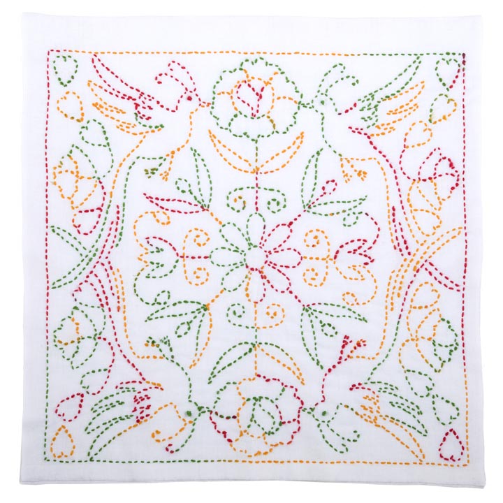 刺繍 刺し子キット 花ふきん SASHIKO WORLD Mxico ケツァール | 刺し子