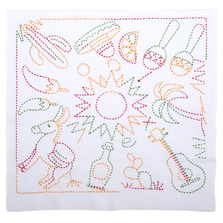 刺繍 刺し子キット 花ふきん SASHIKO WORLD Mxico アミーゴ | 刺し子