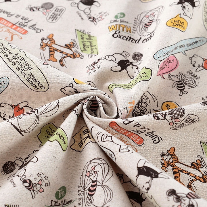 ディズニーくまのプーさんアメコミ 綿麻キャンバス(50cm単位)