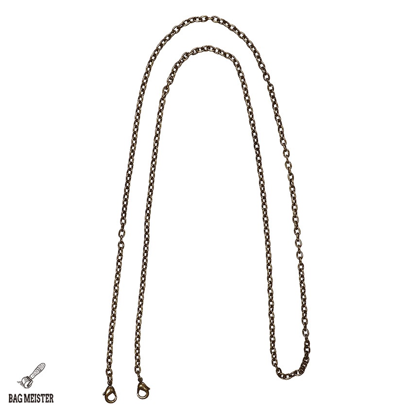 バッグマイスター チェーンストラップ 小豆チェーン アンティックゴールド 120cm 両ナスカン付き